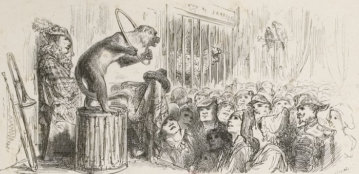 Le singe et le léopard - Jean de la Fontaine - Illustration G. Doré / Ettling